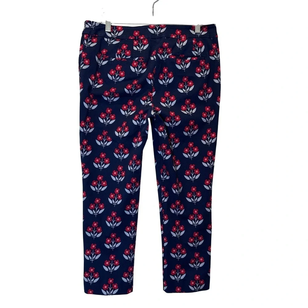 Boden Navy Floral Cropped Pants Trousers Womens 10P Preppy Summer Beach Coastal